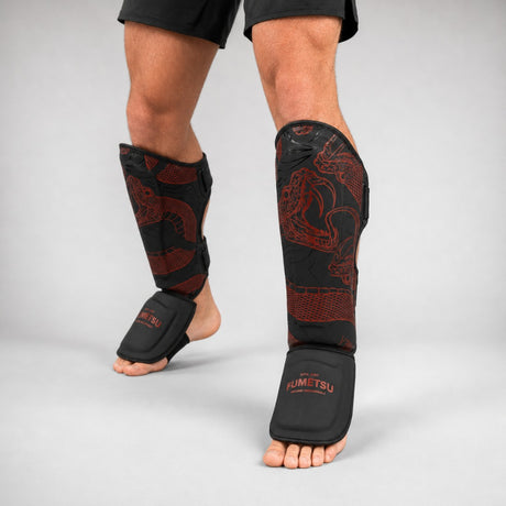 Fumetsu Anaconda Shin/Instep Guards Black/Red Lifestyle 4