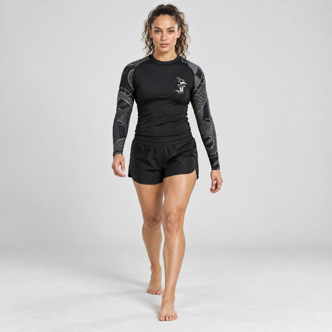 Black/Khaki Fumetsu Anaconda Womens Long Sleeve Rash Guard