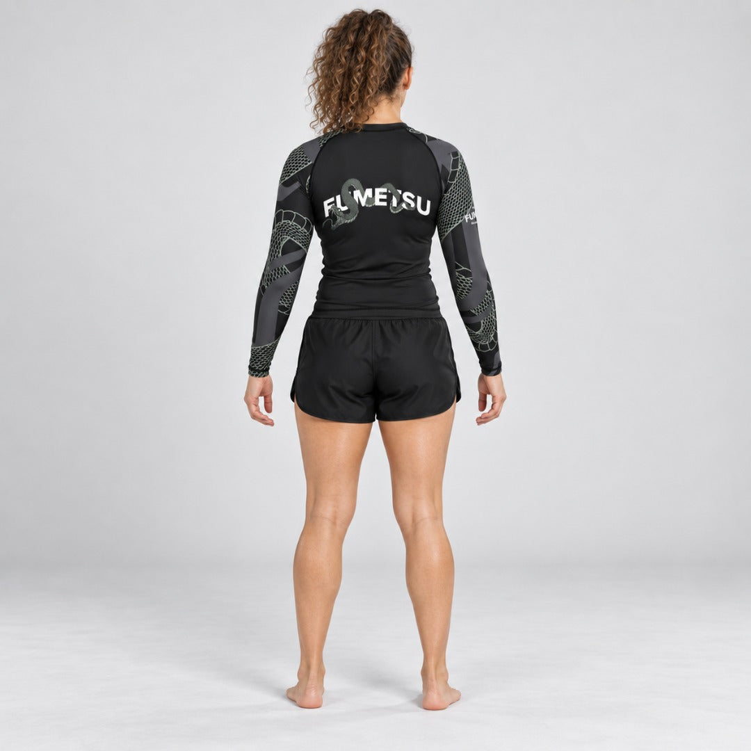 Black/Khaki Fumetsu Anaconda Womens Long Sleeve Rash Guard