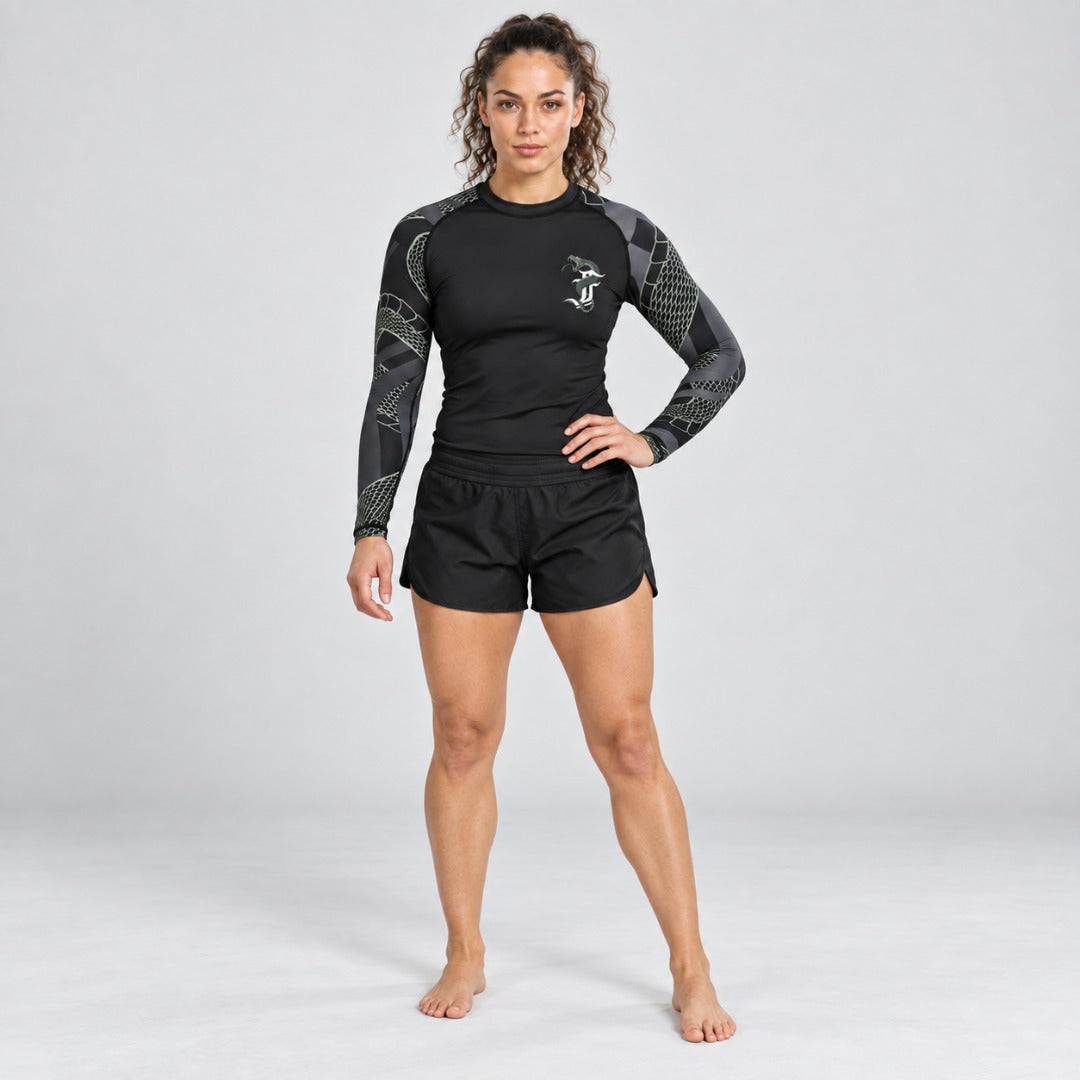 Black/Khaki Fumetsu Anaconda Womens Long Sleeve Rash Guard