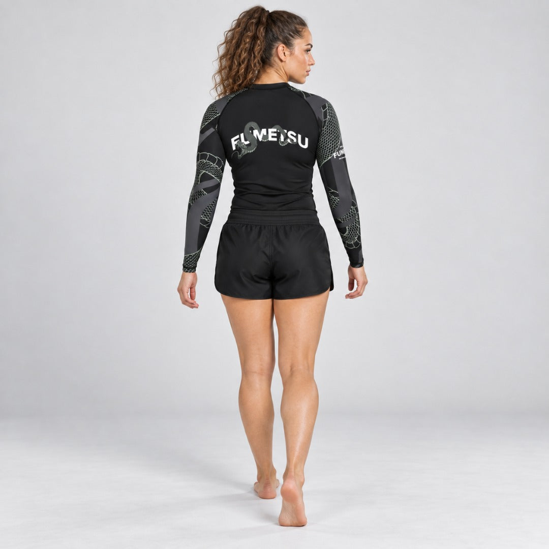 Black/Khaki Fumetsu Anaconda Womens Long Sleeve Rash Guard