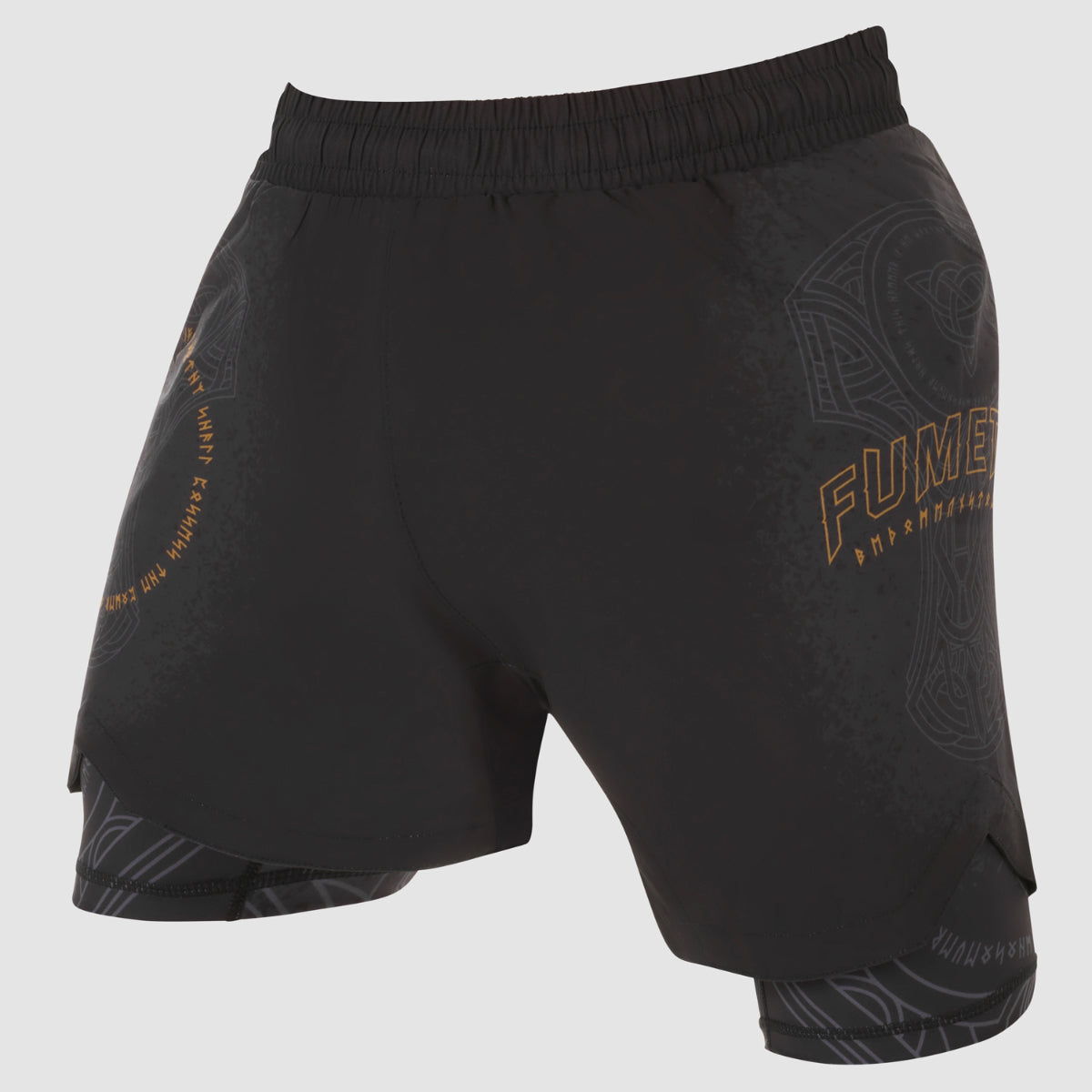 Black/Bronze Fumetsu Mjolnir Dual Layer Fight Shorts