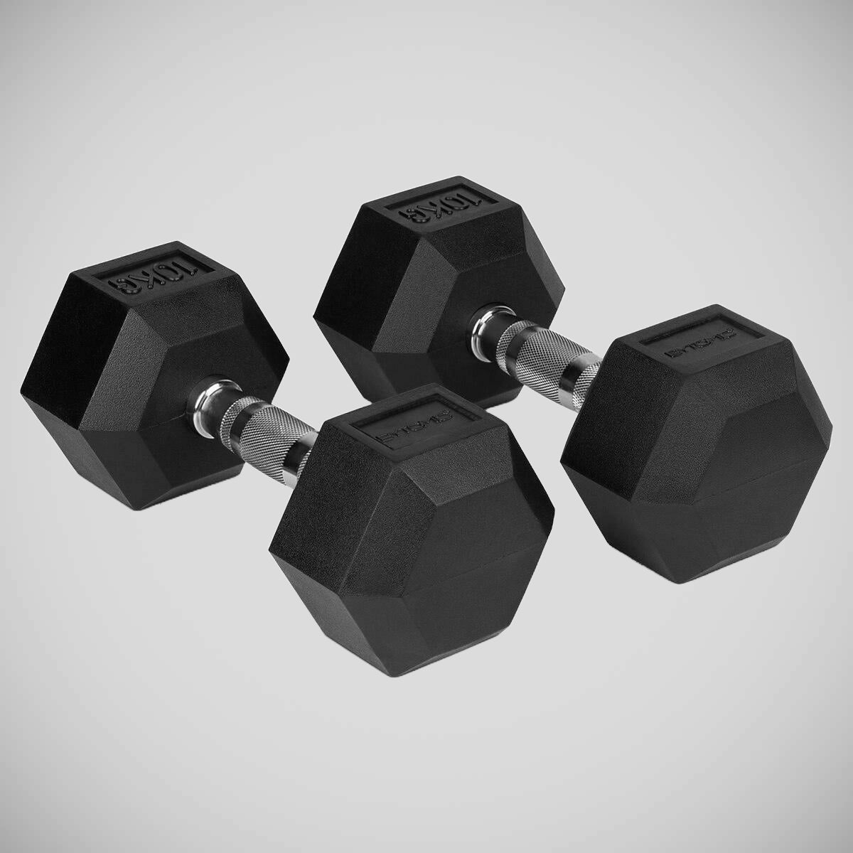 Black Bytomic Rubber 10kg Hexagon Dumbbell Set