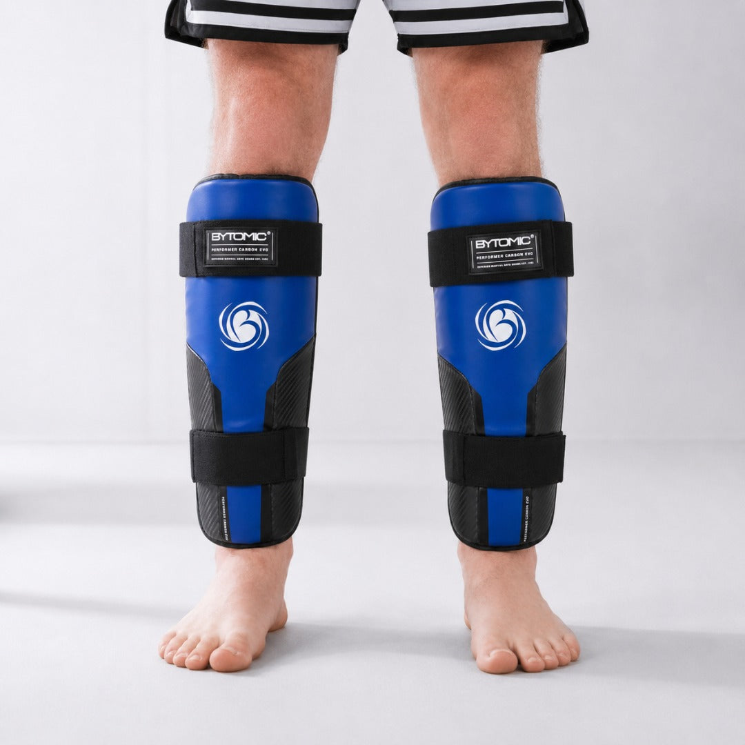 Black/Blue Bytomic Performer Carbon Evo Shin Guards