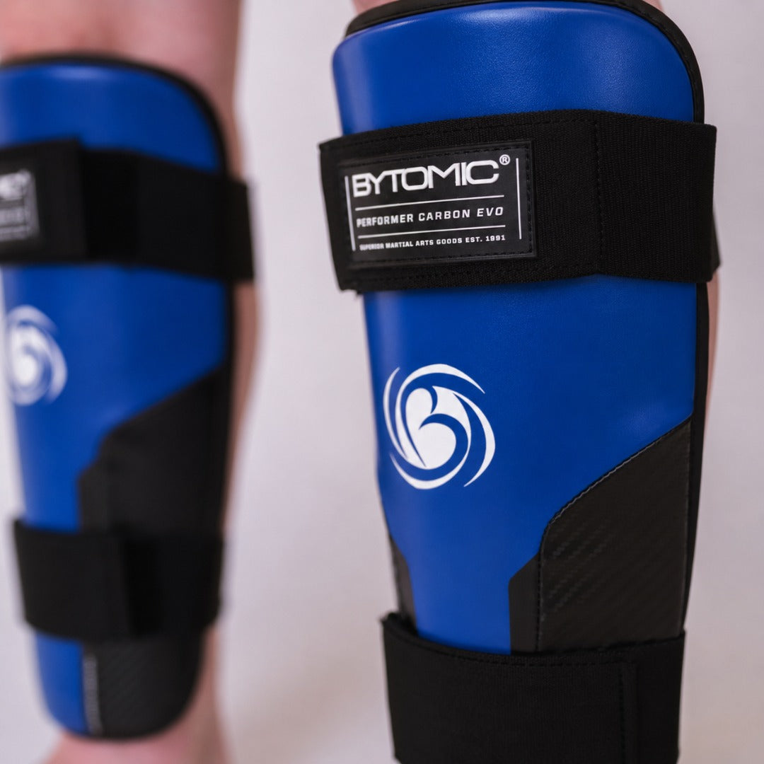 Black/Blue Bytomic Performer Carbon Evo Shin Guards