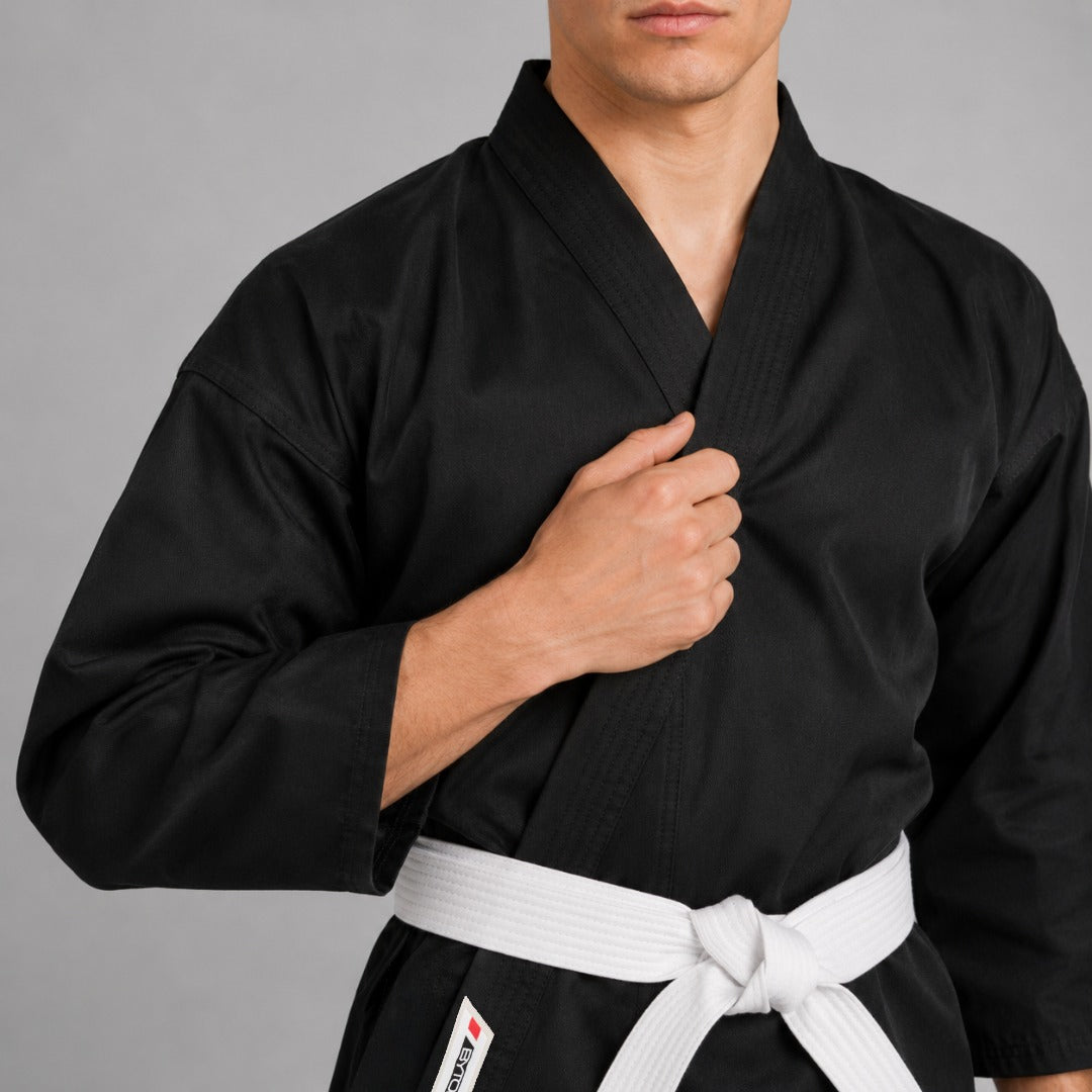 Black Bytomic Red Label 7oz Cotton Adult Karate Uniform