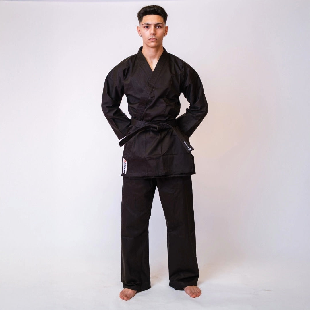 Black Bytomic Red Label 7oz Cotton Kids Karate Uniform