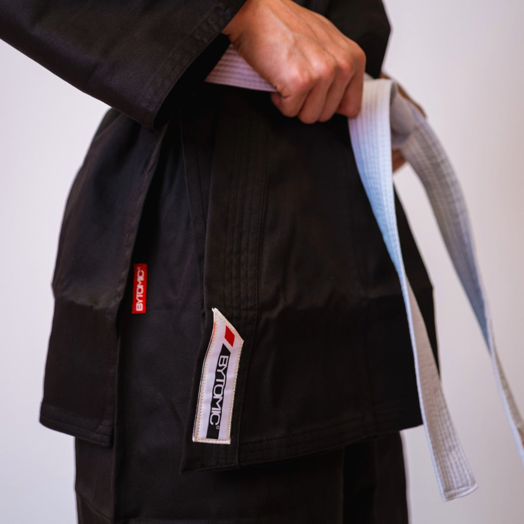 Black Bytomic Red Label 7oz Cotton Kids Karate Uniform