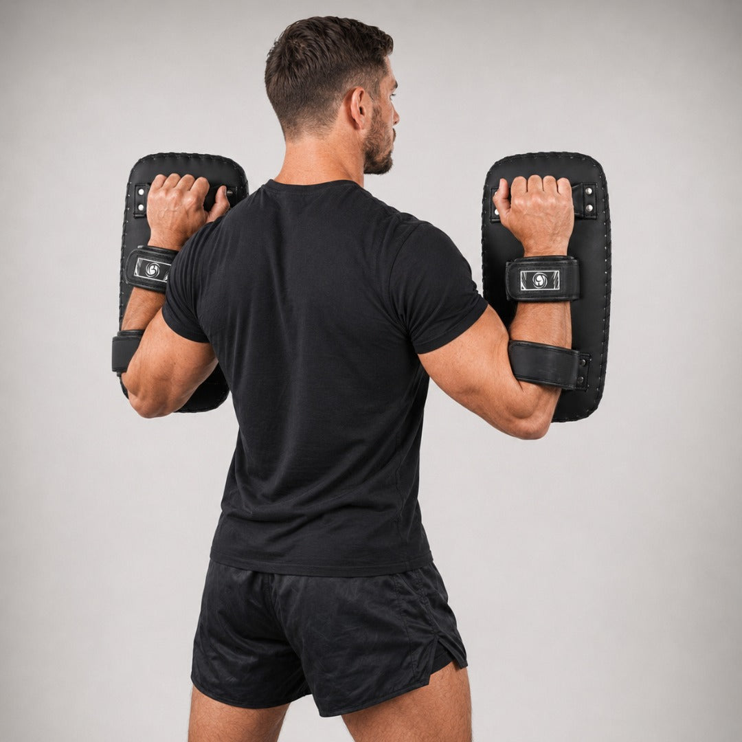 Black/White Bytomic Axis V2 Curved Thai Pads Lifestyle 2