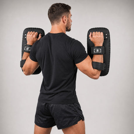 Black/White Bytomic Axis V2 Curved Thai Pads Lifestyle 2