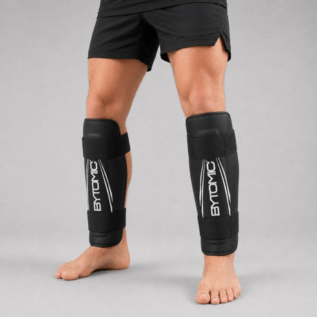 Black/White Bytomic Axis V2 Shin Guards Lifestyle 1