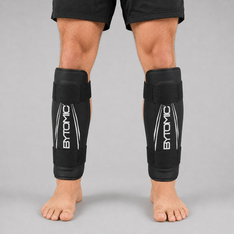 Black/White Bytomic Axis V2 Shin Guards Lifestyle 2
