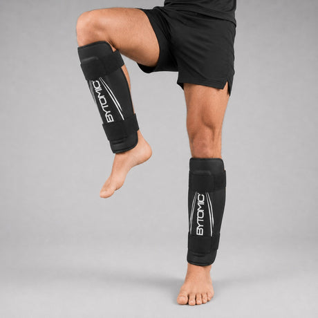 Black/White Bytomic Axis V2 Shin Guards Lifestyle 3
