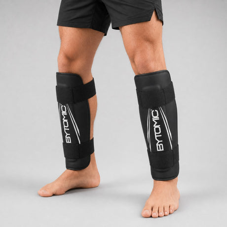 Black/White Bytomic Axis V2 Shin Guards Lifestyle 4