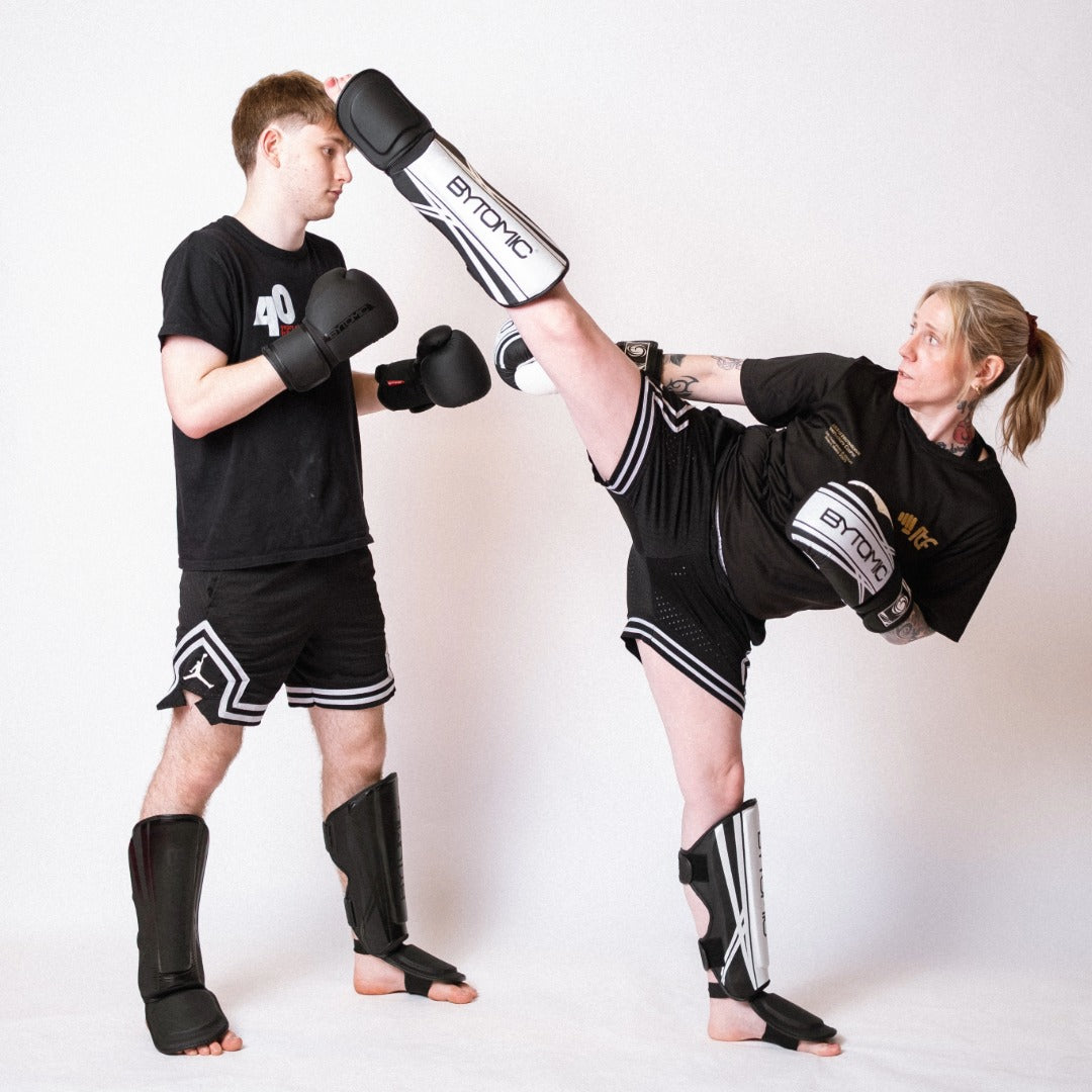 Black/White Bytomic Axis V2 Shin Instep Guards