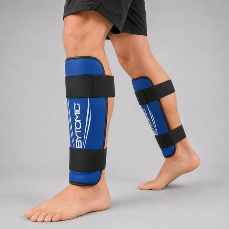 Blue/White Bytomic Axis V2 Shin Guards Lifestyle 3