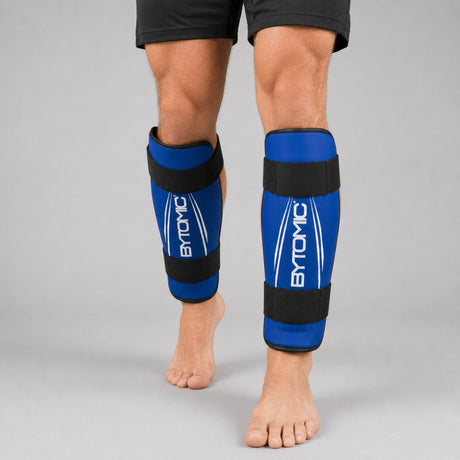 Blue/White Bytomic Axis V2 Shin Guards Lifestyle 4