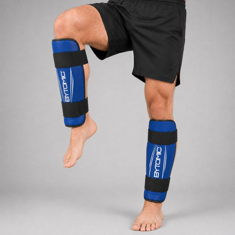 Blue/White Bytomic Axis V2 Shin Guards Lifestyle 7