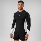 Fumetsu Competitor MK2 Long Sleeve Rash Guard Black/White Photoshoot 2