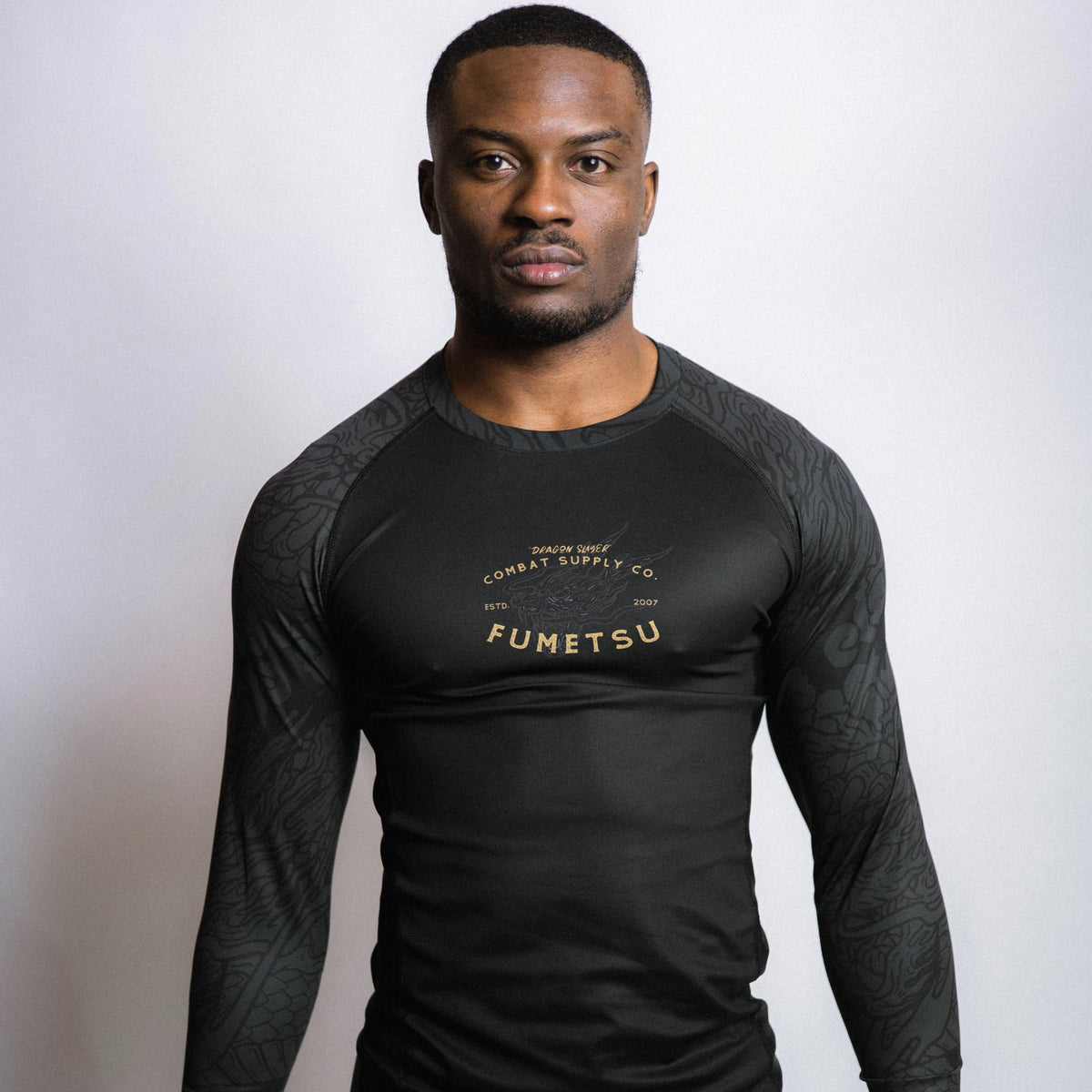 Slayer Rash Guard Fumetsu Dragon Slayer Long Sleeve Rash Guard Black/Gold from Bytomic ...