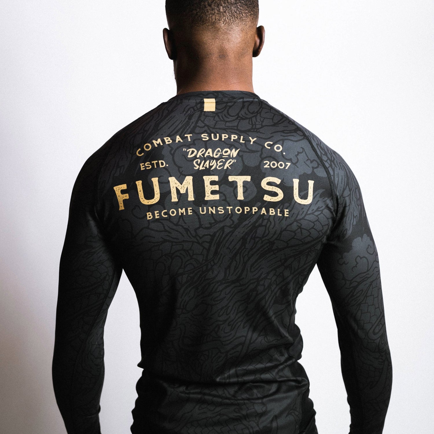 Fumetsu Dragon Slayer Long Sleeve Rash Guard Black/Gold