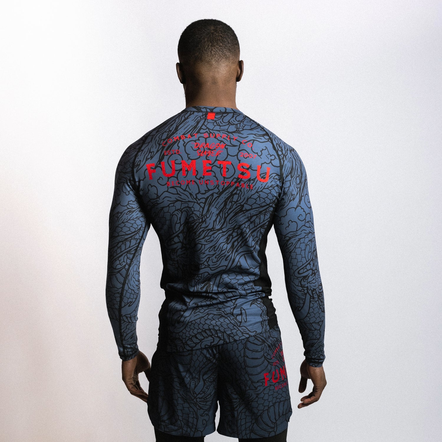 Fumetsu Dragon Slayer Long Sleeve Rash Guard Blue/Black/Red