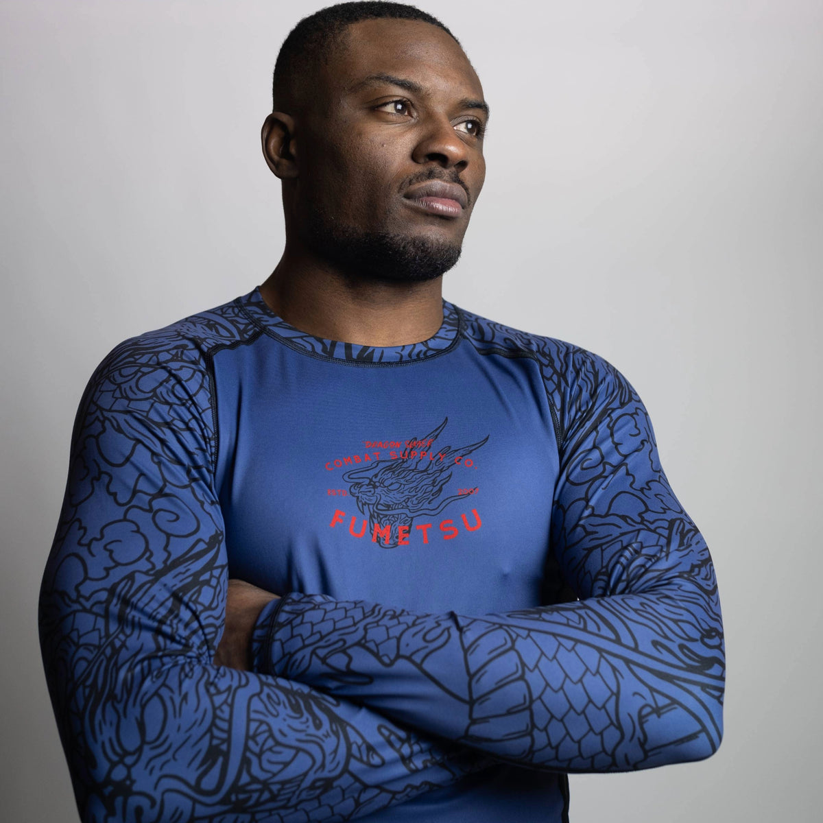 Slayer Rash Guard Fumetsu Dragon Slayer Long Sleeve Rash Guard Blue/Black/Red from ...