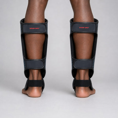 Fumetsu Dragon Slayer Shin Guards Blue/Black/Red Photoshoot 4