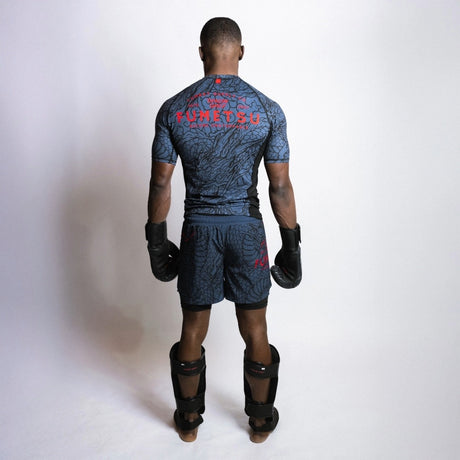 Fumetsu Dragon Slayer Shin Guards Blue/Black/Red Photoshoot 5
