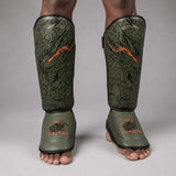 Fumetsu Dragon Slayer Shin Guards Khaki/Orange Photoshoot 1