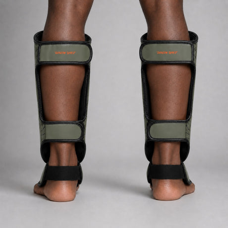Fumetsu Dragon Slayer Shin Guards Khaki/Orange Photoshoot 2
