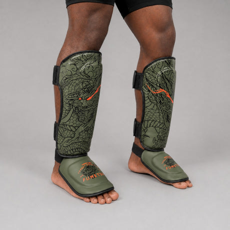 Fumetsu Dragon Slayer Shin Guards Khaki/Orange Photoshoot 3