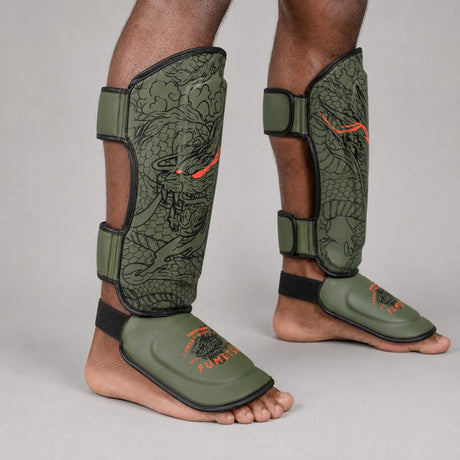 Fumetsu Dragon Slayer Shin Guards Khaki/Orange Photoshoot 4