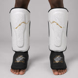 Fumetsu Dragon Slayer Shin Guards White/Black/Gold photoshoot 1