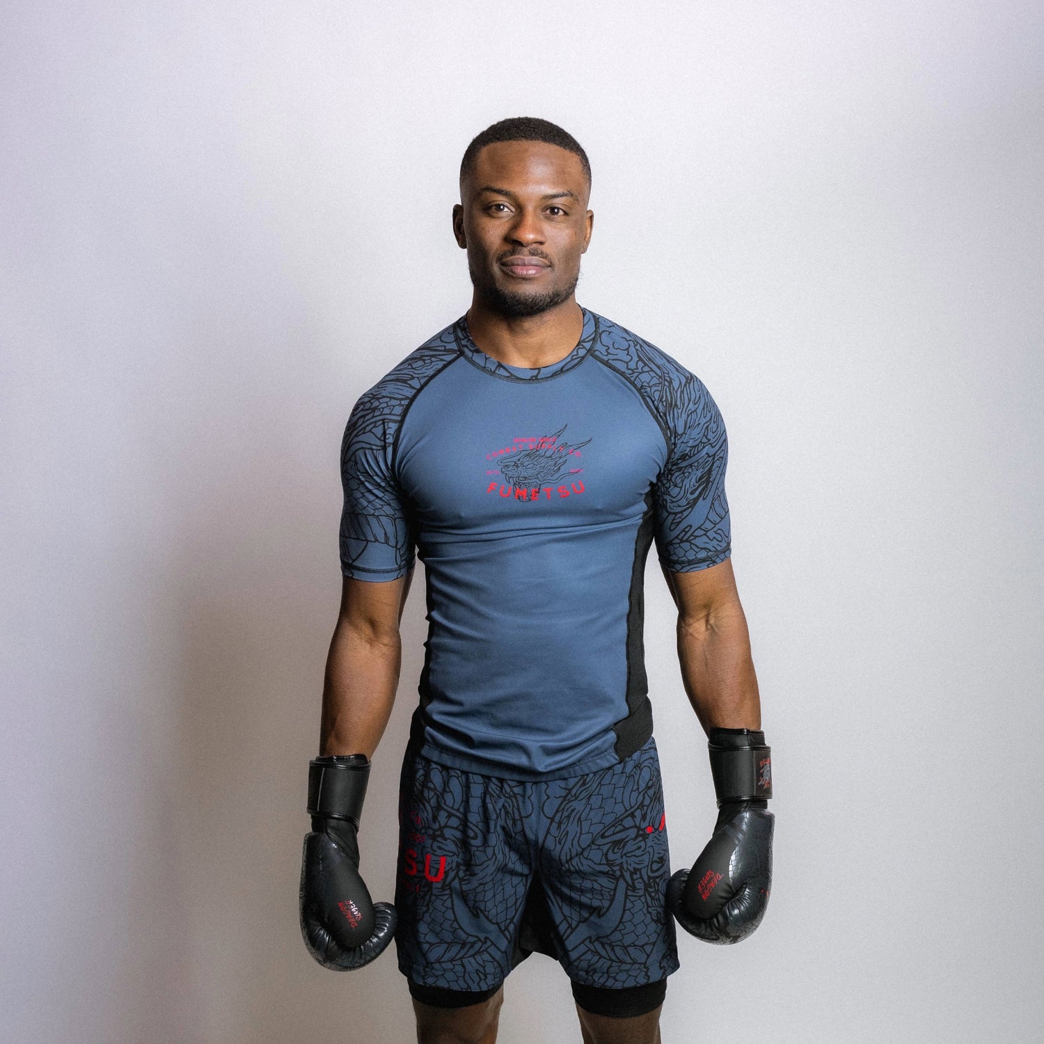 Fumetsu Dragon Slayer Short Sleeve Rash Guard Blue/Black/Red