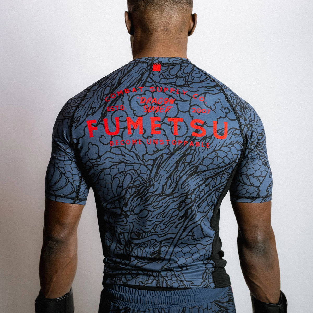 Slayer Rash Guard Fumetsu Dragon Slayer Short Sleeve Rash Guard Blue/Black/Red from ...