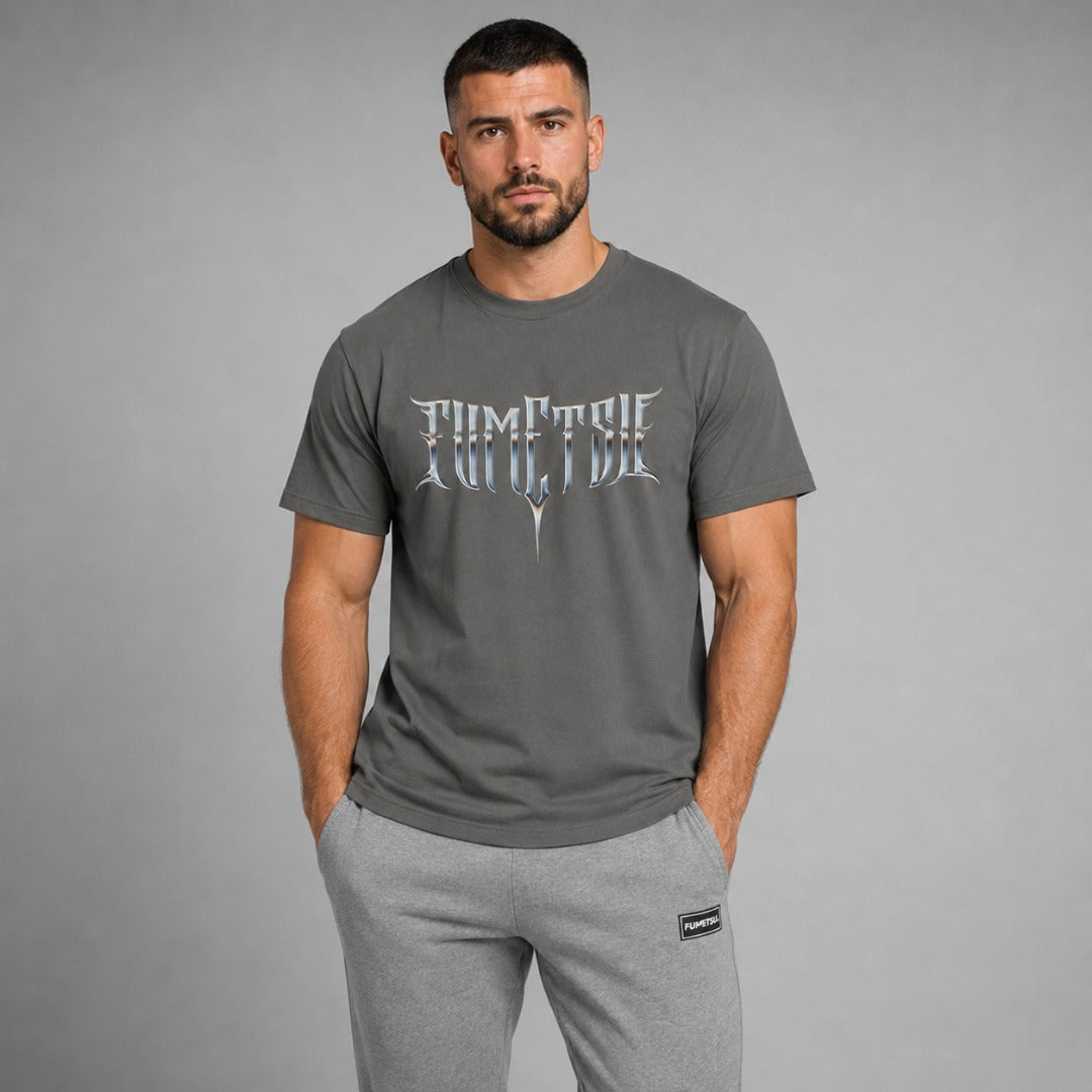 Fumetsu Brushed Metal T-Shirt Charcoal Lifestyle 1