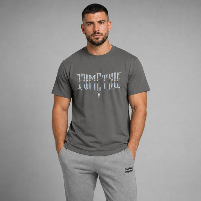 Fumetsu Brushed Metal T-Shirt Charcoal Lifestyle 1