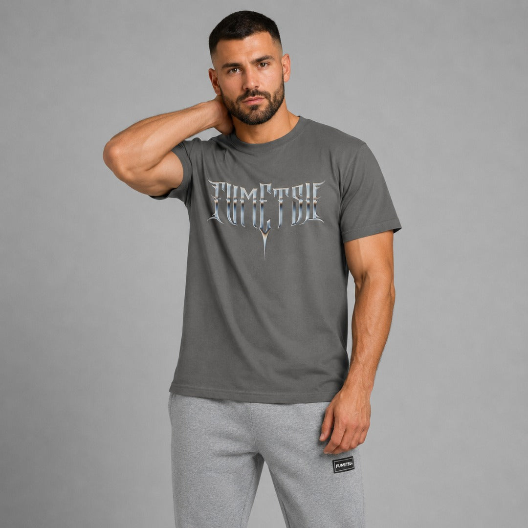 Fumetsu Brushed Metal T-Shirt Charcoal Lifestyle 2