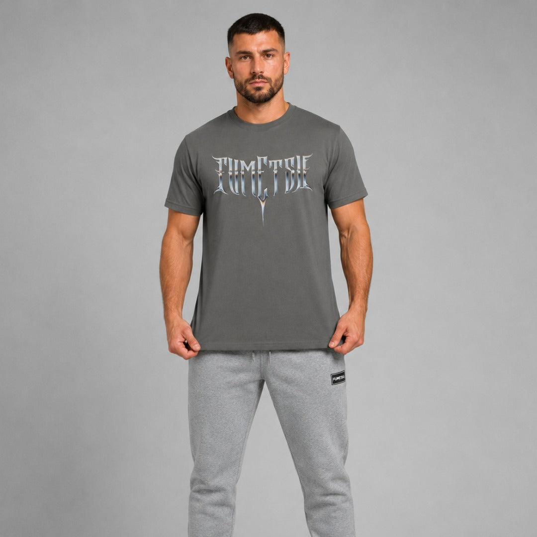 Fumetsu Brushed Metal T-Shirt Charcoal Lifestyle 3