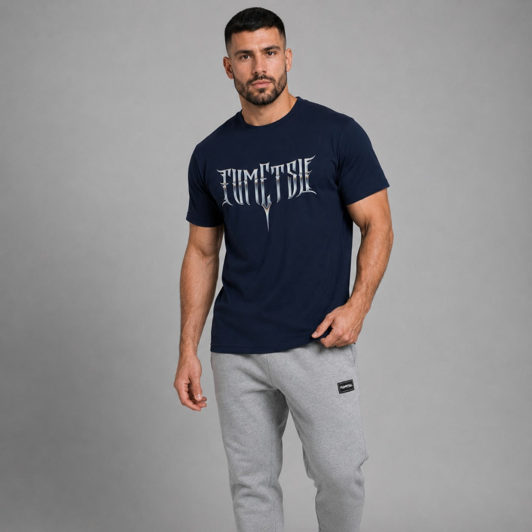Fumetsu Brushed Metal T-Shirt Navy Lifestyle 3