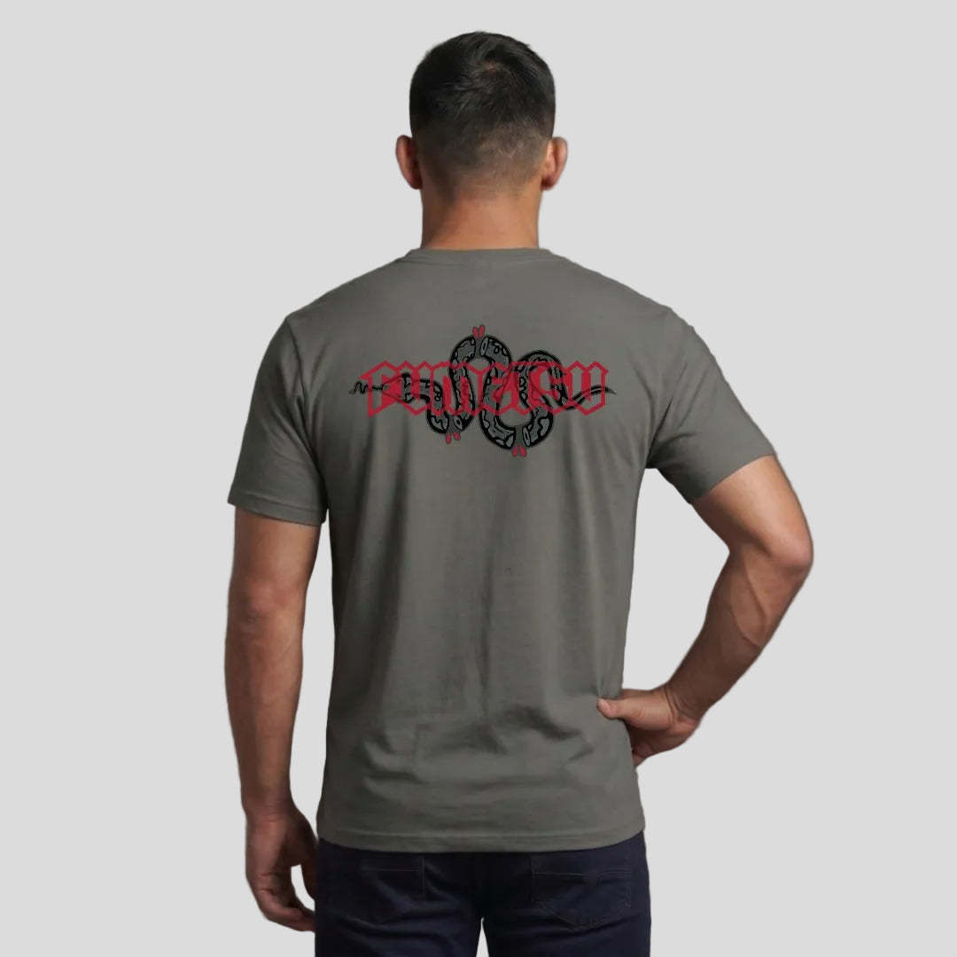 Fumetsu Inked - Snake T-Shirt Charcoal/Red Lifestyle