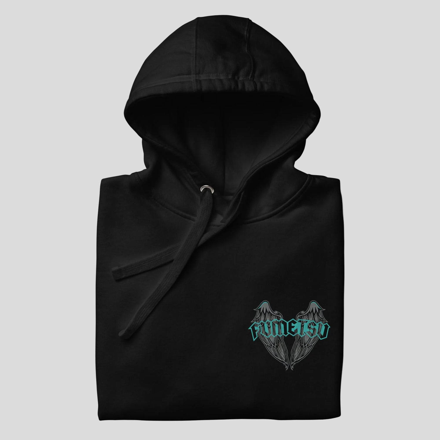 Fumetsu Inked - Wings Hoodie Black/Teal Folded