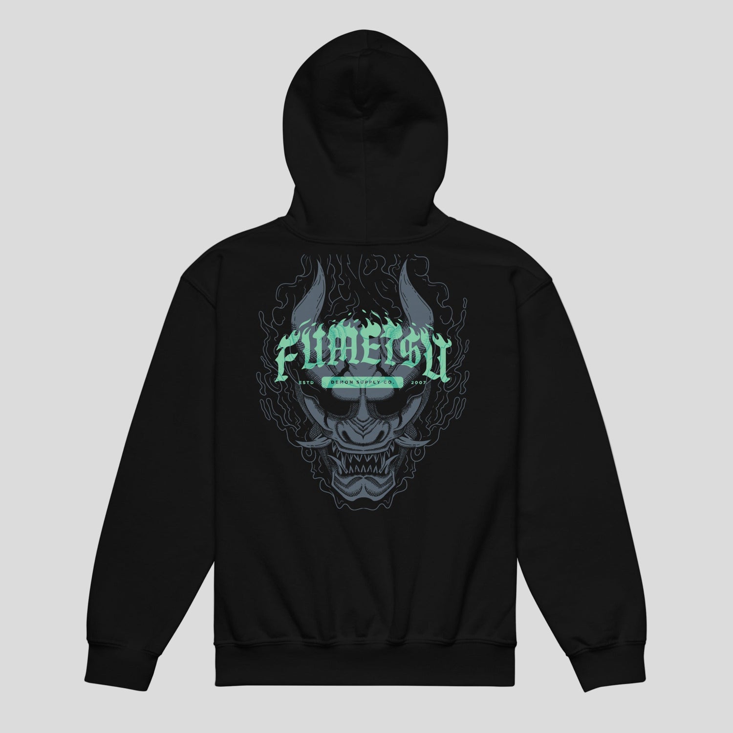 Fumetsu Oni Demon Kids Hoodie Black/Blue Back
