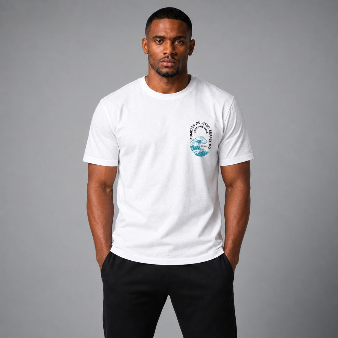 Fumetsu Surf and Roll T-Shirt White Lifestyle Front