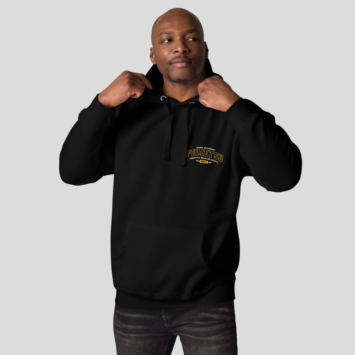 Fumetsu Varsity Hoodie Black Lifestyle
