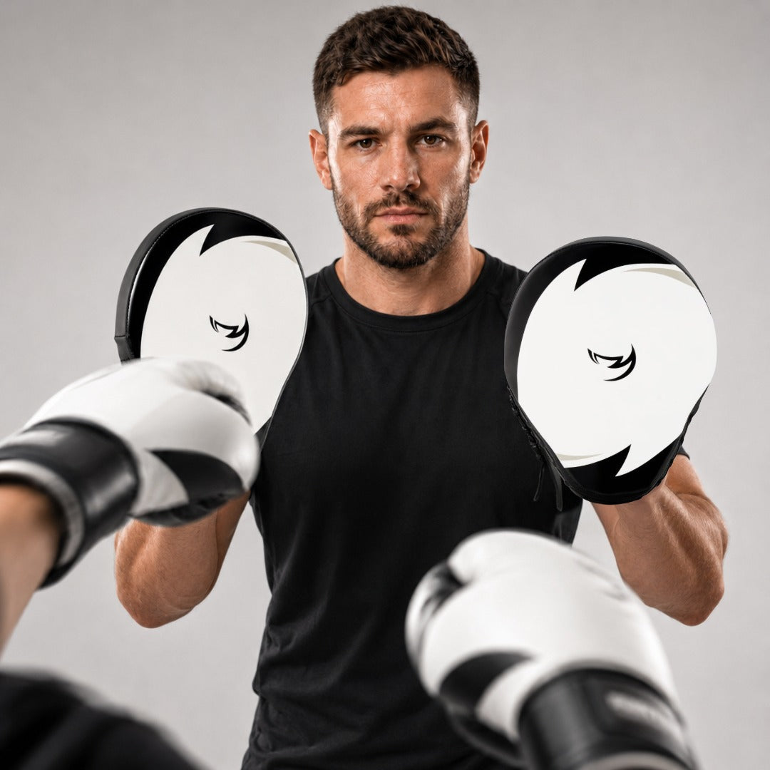 Fumetsu Ghost S3 Boxing Focus Mitts White/Black/Grey Lifestyle 2