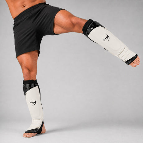 Fumetsu Ghost S3 MMA Shin Guards White/Black/Grey Lifestyle 2
