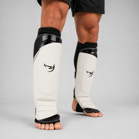 Fumetsu Ghost S3 MMA Shin Guards White/Black/Grey Lifestyle 3
