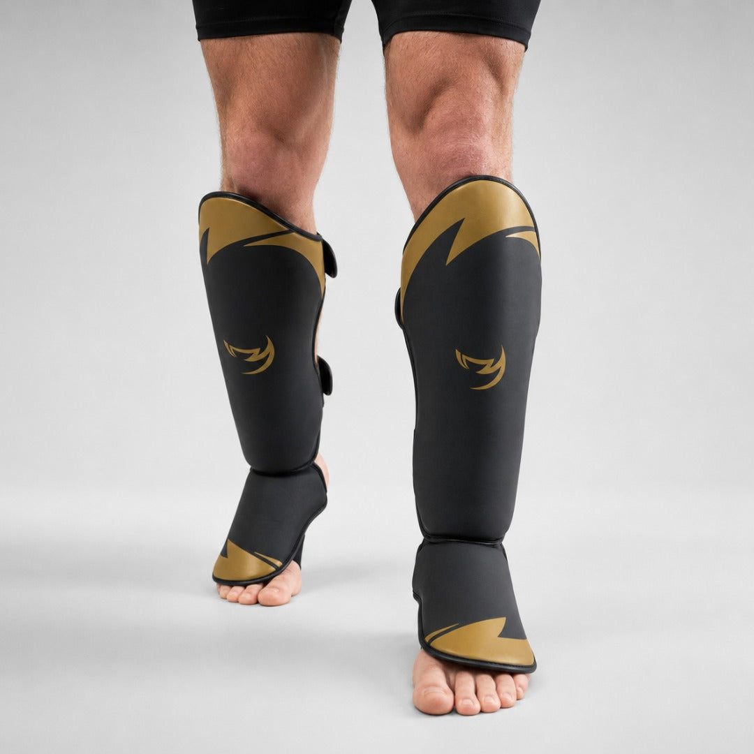 Fumetsu Ghost S3 Thai Shin Guards Black/Gold Lifestyle 3